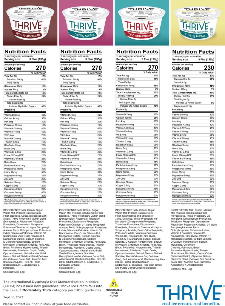 Thrive Ice Cream Nutritional Facts Thrive